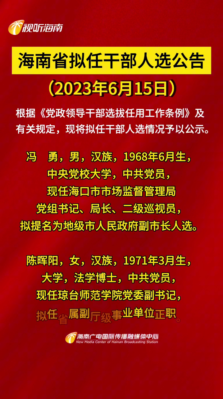 海南省最新人事任免动态概览