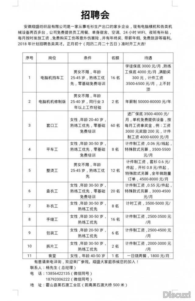 霍山最新招聘信息汇总